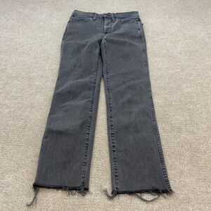 Madewell Stovepipe Jeans Womens 24 Gray Charcoal High Rise Straight Distressed